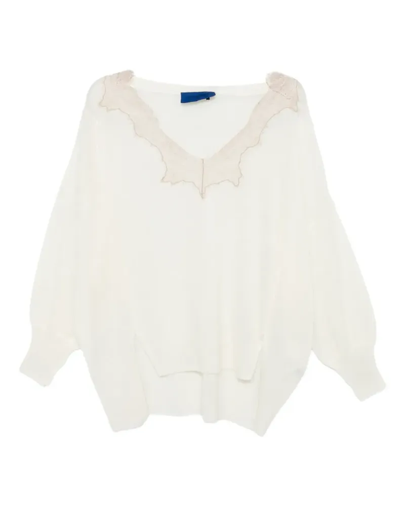 Mes Demoiselles Aera lace V-neck sweater - Nude Nude