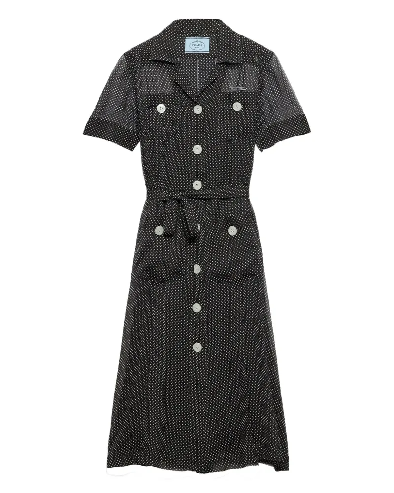 Prada Gepunktetes Hemdkleid - Schwarz Schwarz