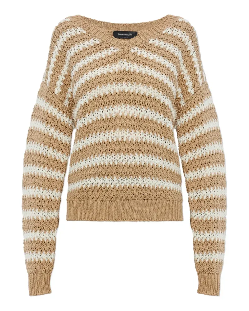 Fabiana Filippi striped open-knit sweater - Nude Nude