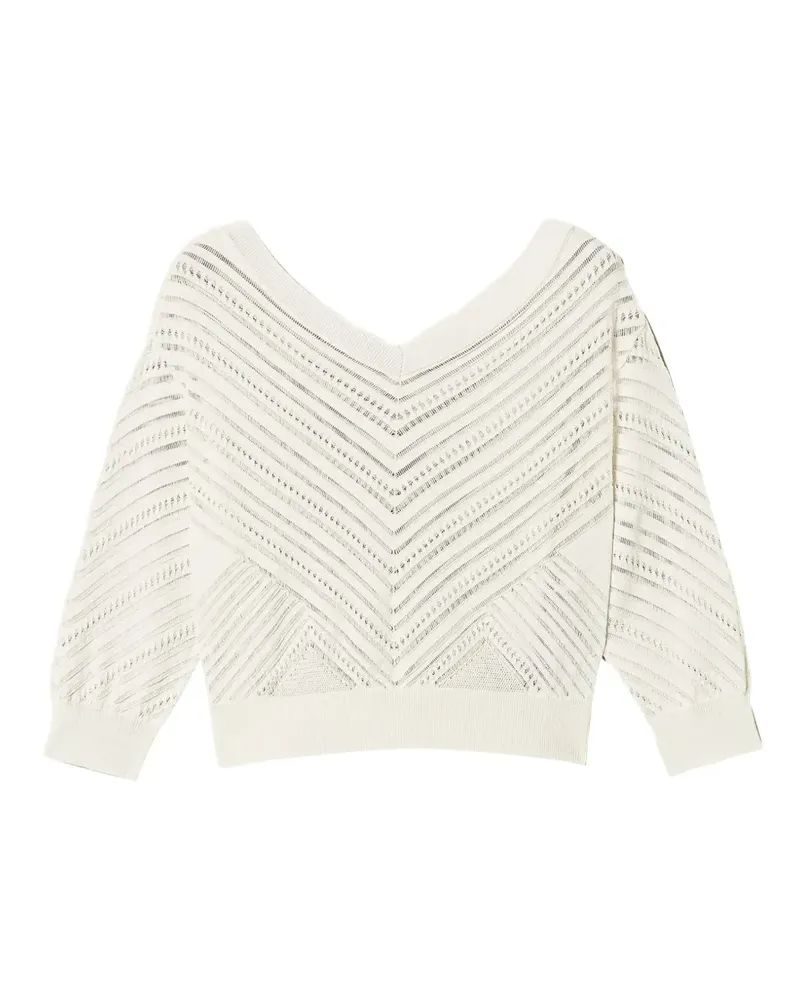 Twin-Set V-neck pointelle-knit sweater - Weiß Weiß