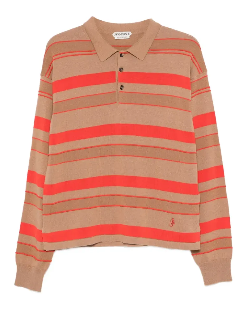 J.W.Anderson striped logo-embroidered polo shirt - Nude Nude