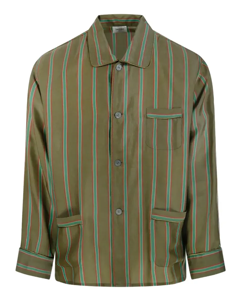 Saint Laurent Gestreiftes Pyjama-Oberteil - Grün Grün