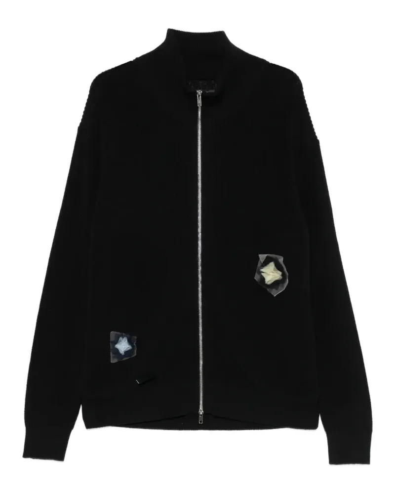 Song For The Mute floral-patch zip-up cardigan - Schwarz Schwarz