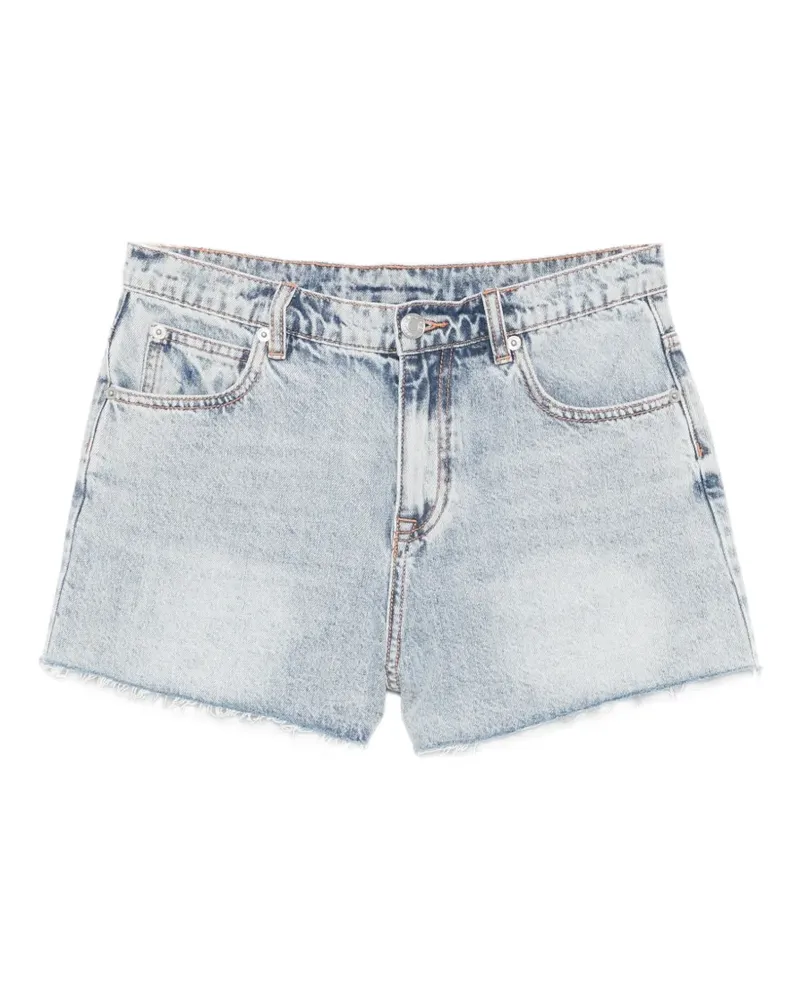 WRSTBHVR Medina logo-patch frayed shorts - Blau Blau