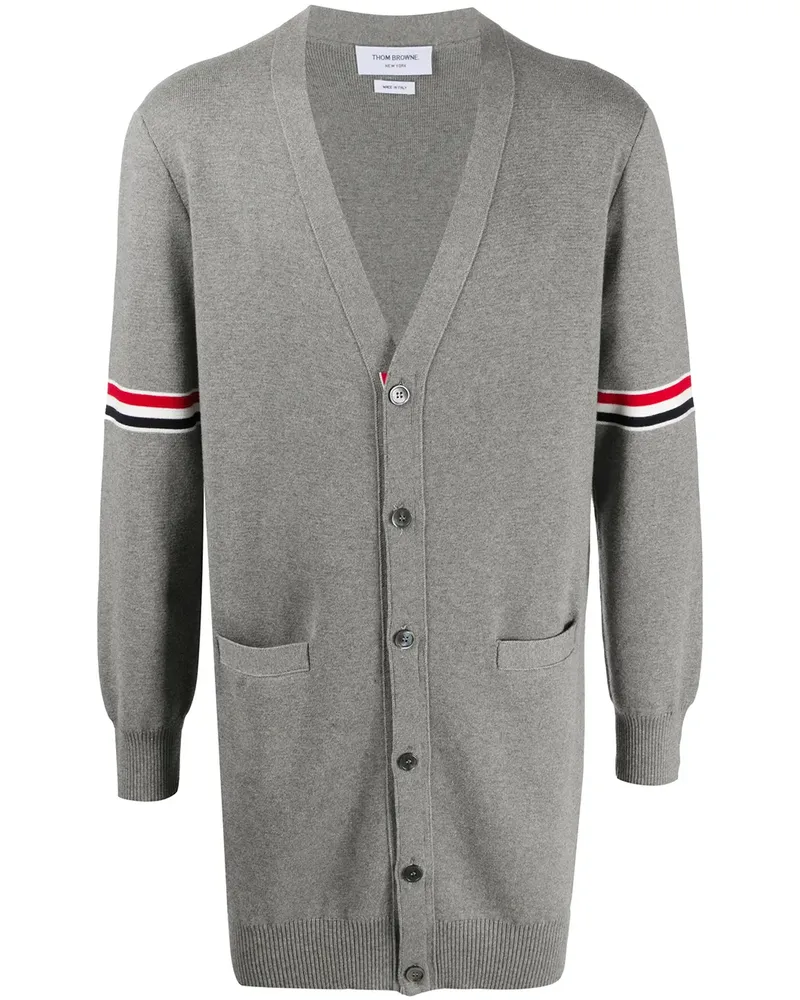 Thom Browne Langer Cardigan - Grau Grau