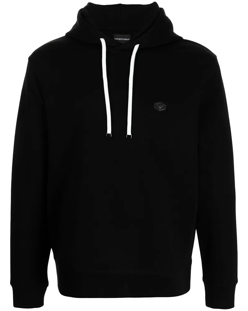 Emporio Armani Hoodie mit Logo-Patch - Schwarz Schwarz
