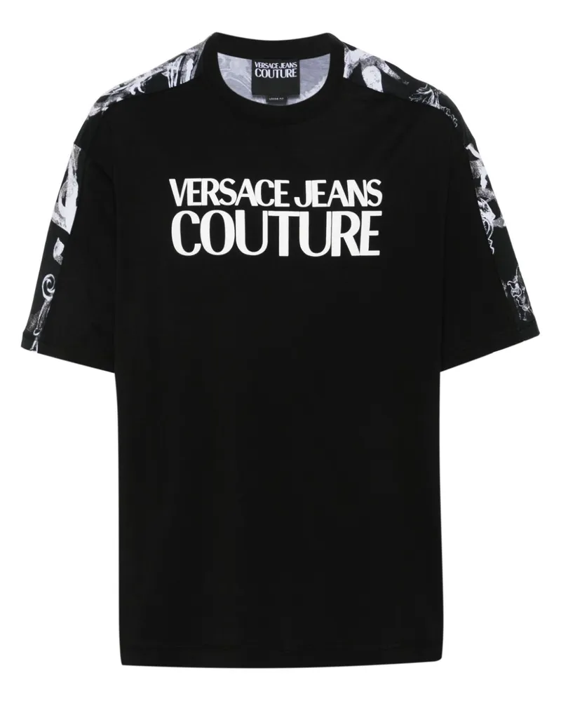 Versace Jeans T-Shirt mit Logo-Print Schwarz