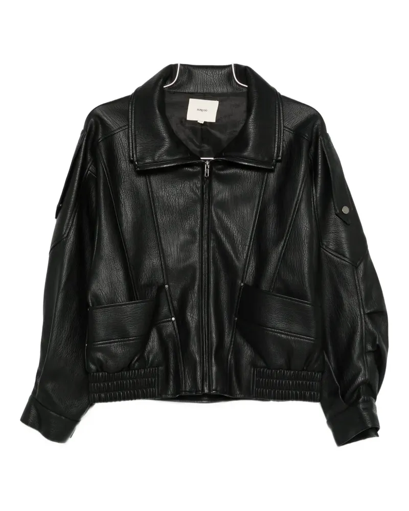 Suncoo faux-leather coat - Schwarz Schwarz