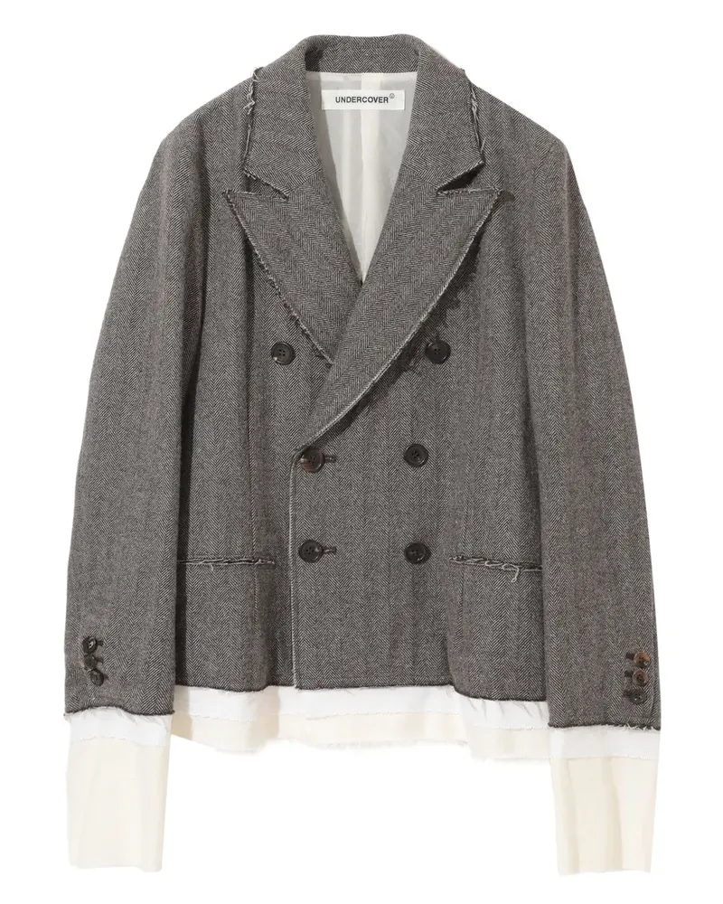 Undercover Ausgefranster Blazer mit Fischgrätenmuster - Braun Braun