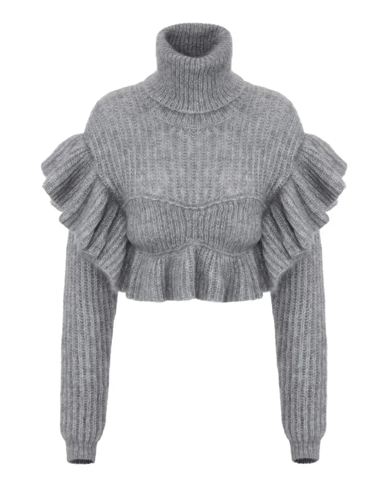 Elisabetta Franchi Gestrickter Pullover mit Rüschen - Grau Grau