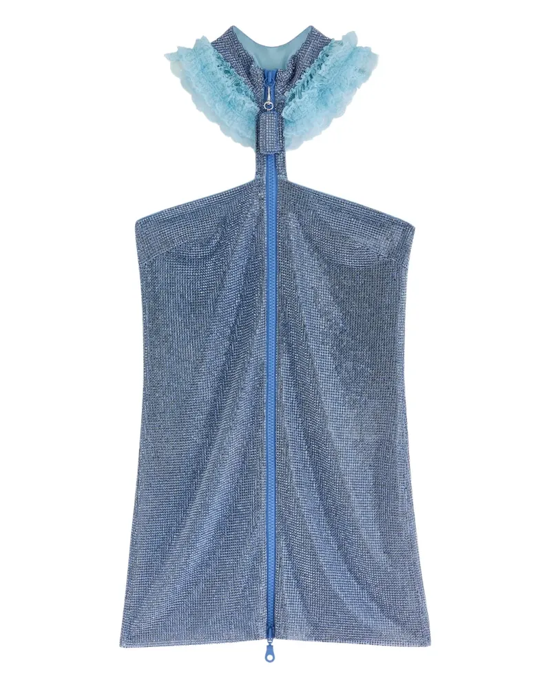 Self-Portrait x Christopher Kane chainmail zip-up mini dress - Blau Blau