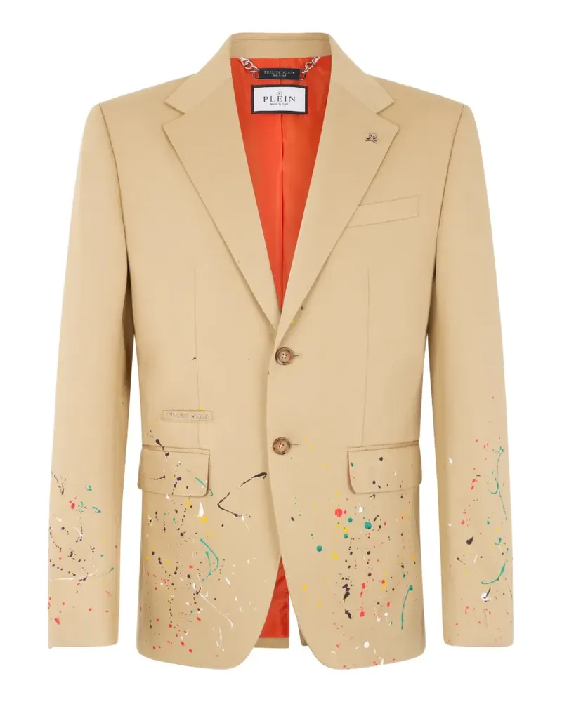 Philipp Plein paint-splash blazer - Nude Nude