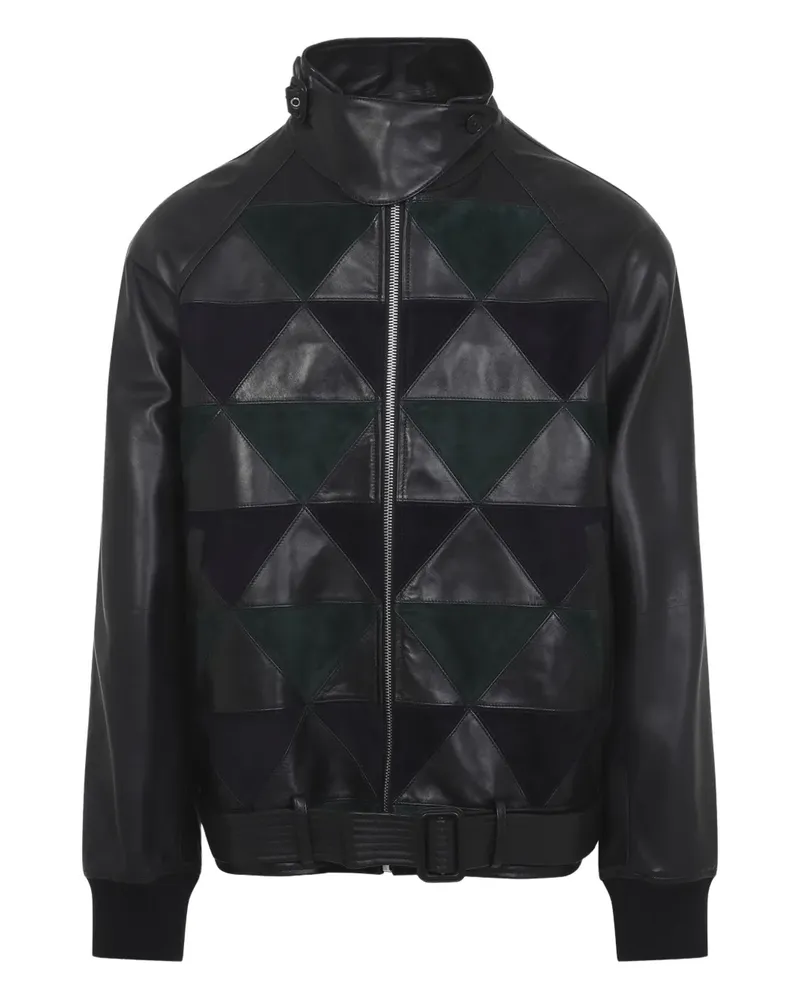 Lanvin geometric-panel leather jacket - Schwarz Schwarz