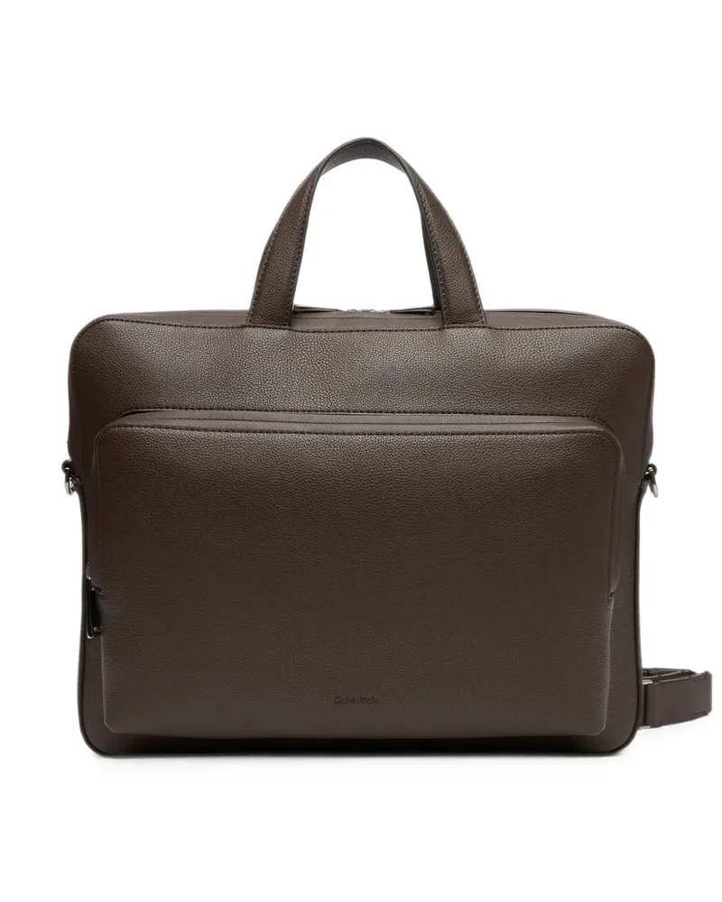 Calvin Klein grained-effect briefcase - Braun Braun