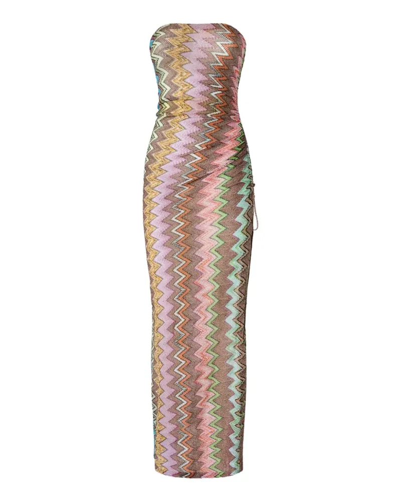 Missoni zigzag-knit ruched maxi dress - Braun Braun