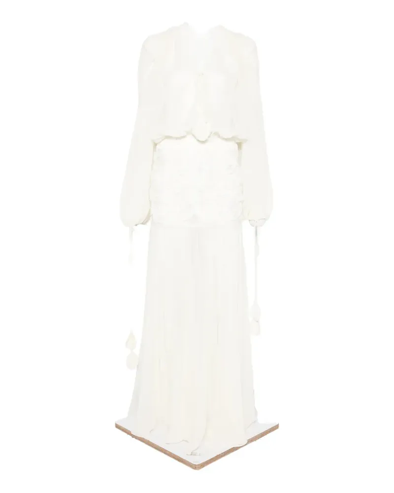 NISSA floral-appliqué maxi dress - Nude Nude