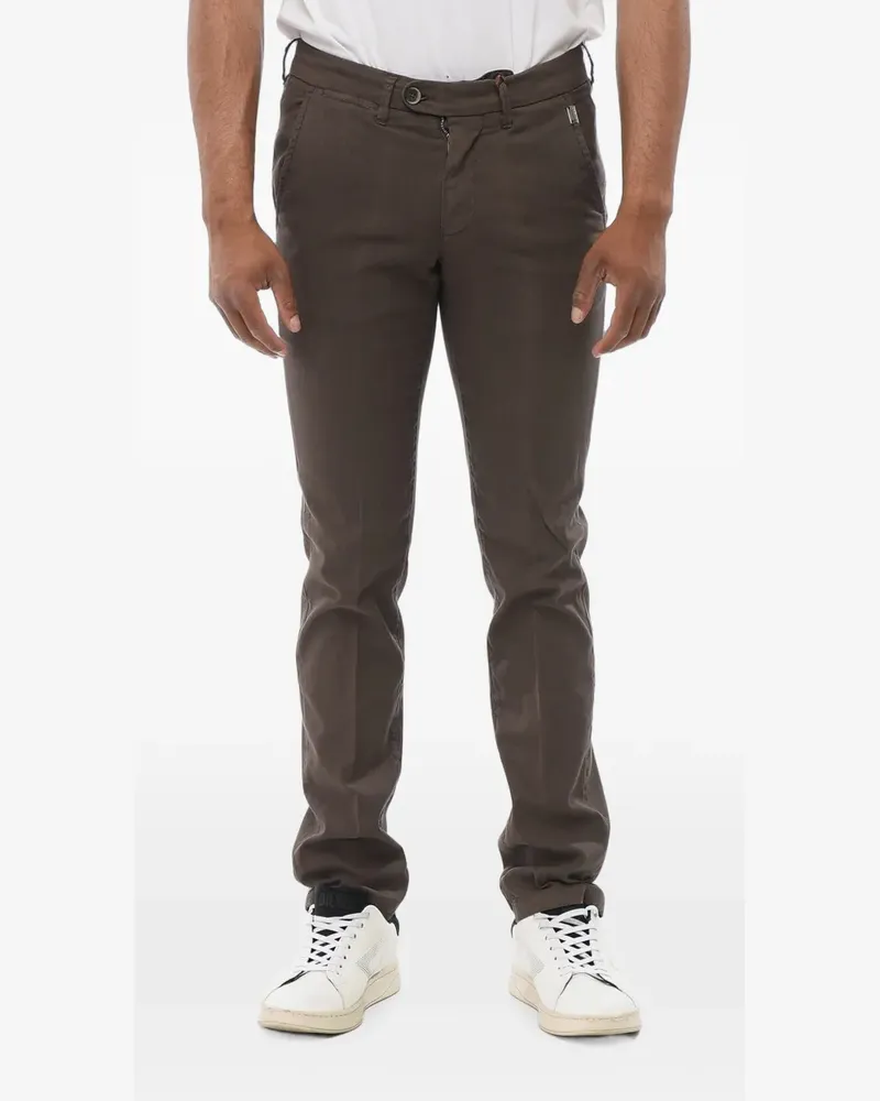 Corneliani linen-blend chino trousers - Braun Braun