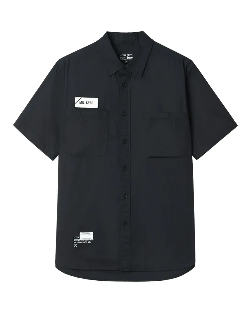 Izzue logo-patch short-sleeve shirt - Schwarz Schwarz