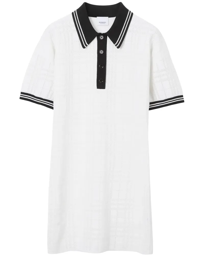Burberry Poloshirtkleid mit karierten Streifen - Weiß Weiß