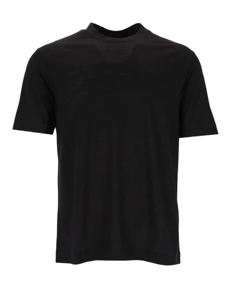 Emporio Armani T-Shirt mit Logo-Stickerei - Schwarz Schwarz