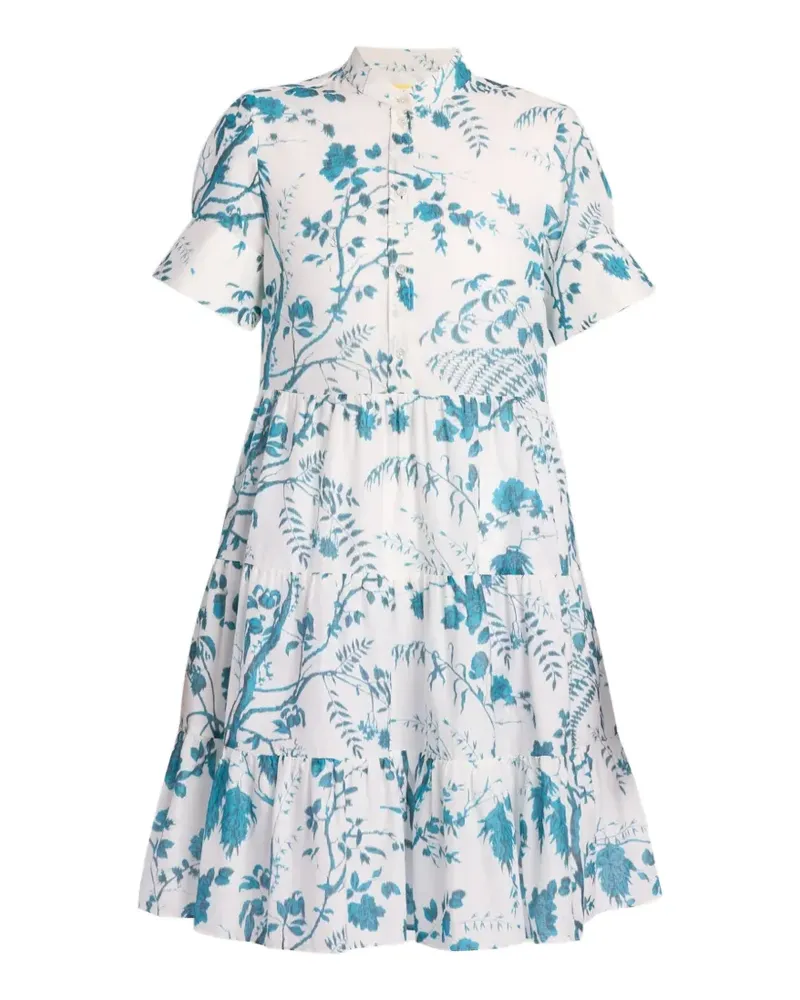 Erdem botanical-print tiered mini dress - Weiß Weiß