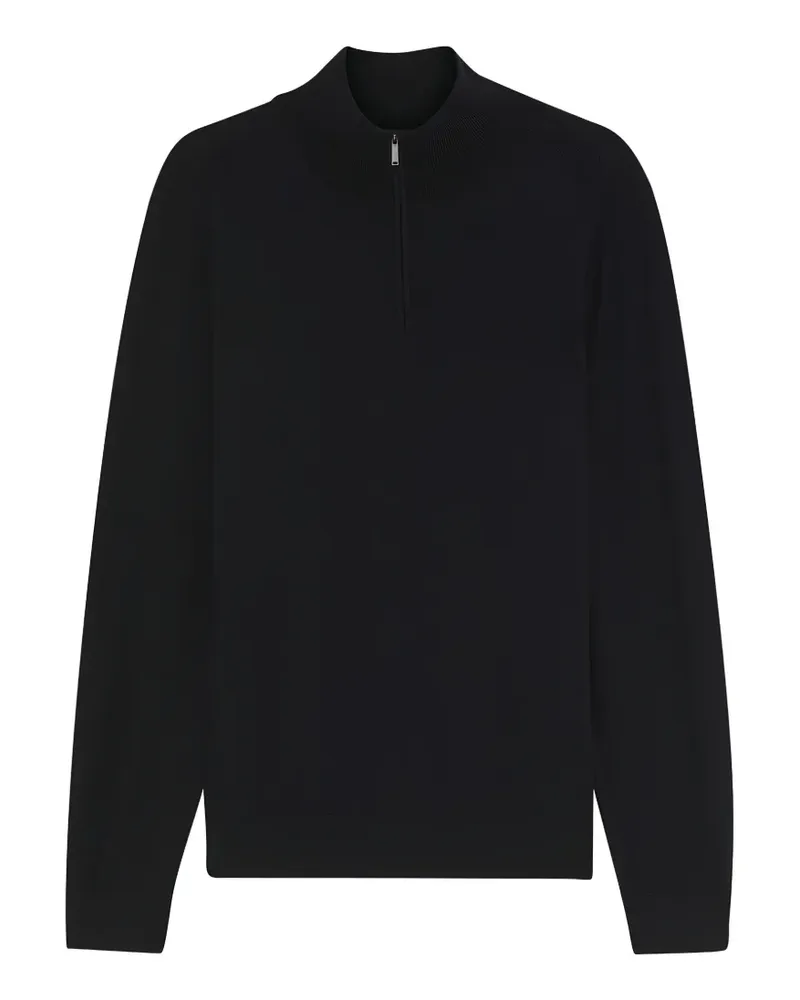HUGO BOSS zip-neck sweater in wool, silk and cashmere - Blau Blau