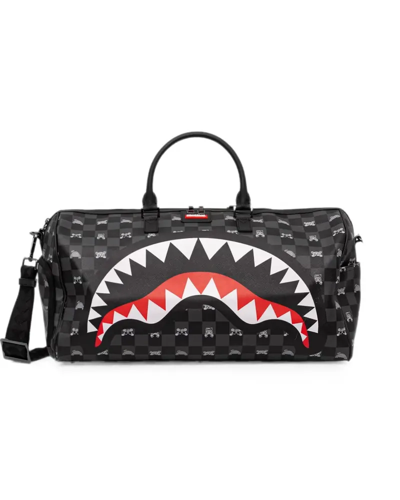 Sprayground Shark Mouth checkered holdall - Schwarz Schwarz