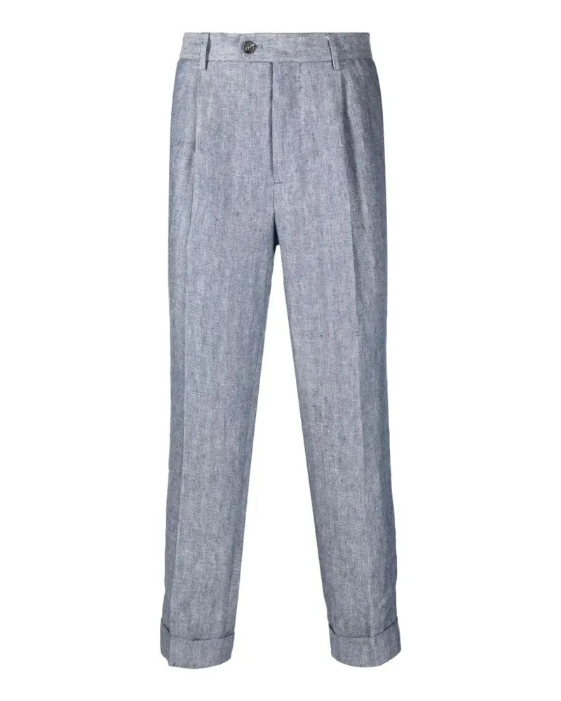 Brunello Cucinelli cuffed-hem pleated trousers - Blau Blau