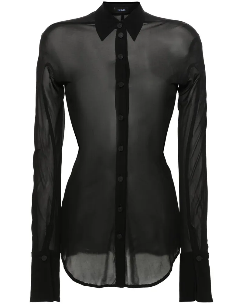 Thierry Mugler Semi-transparentes Hemd - Schwarz Schwarz
