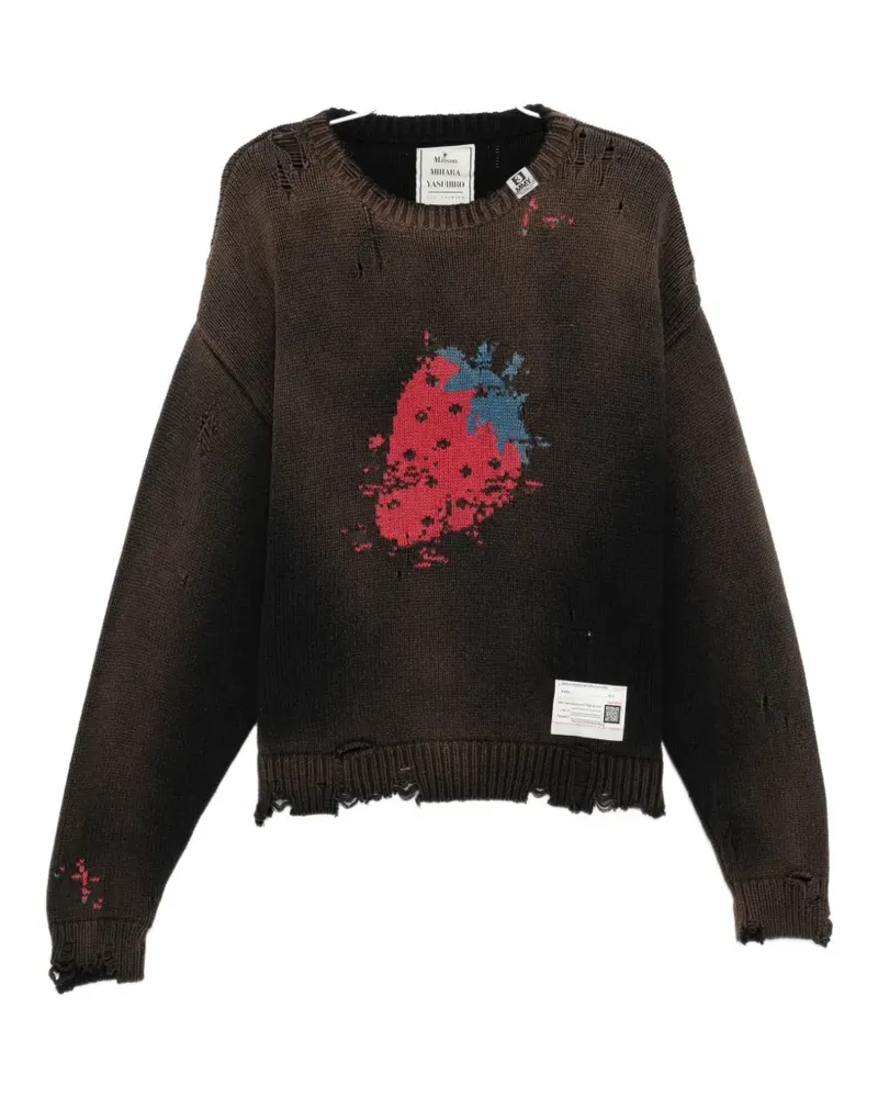 MIHARAYASUHIRO distressed graphic jumper - Braun Braun