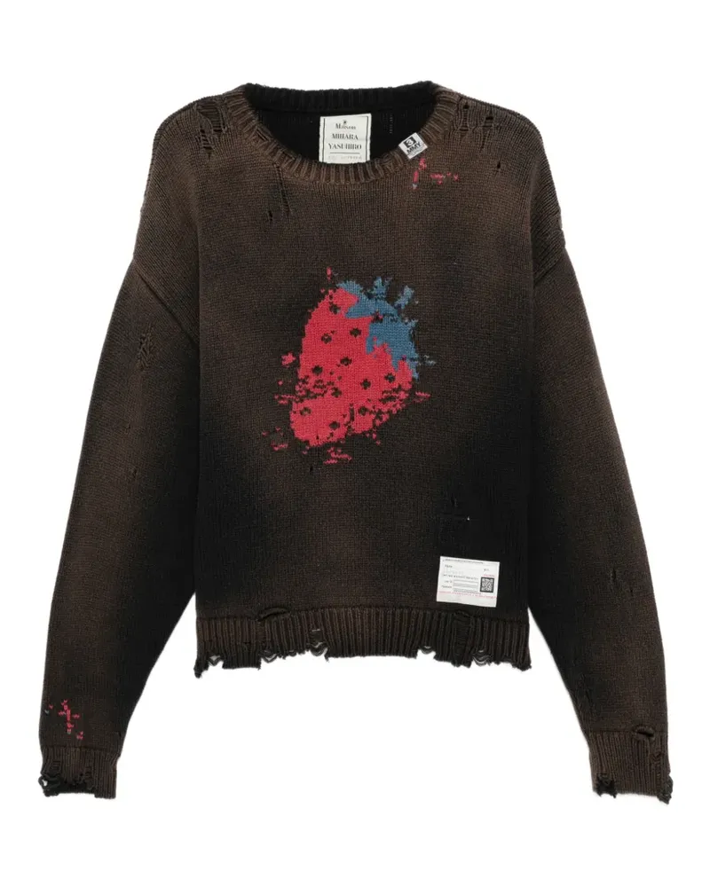 MIHARAYASUHIRO distressed graphic jumper - Braun Braun