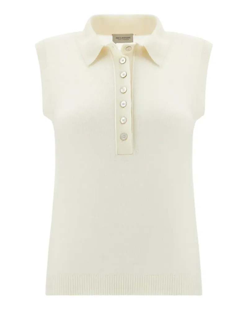 Paul & Shark Ärmelloses Poloshirt aus Strick - Nude Nude