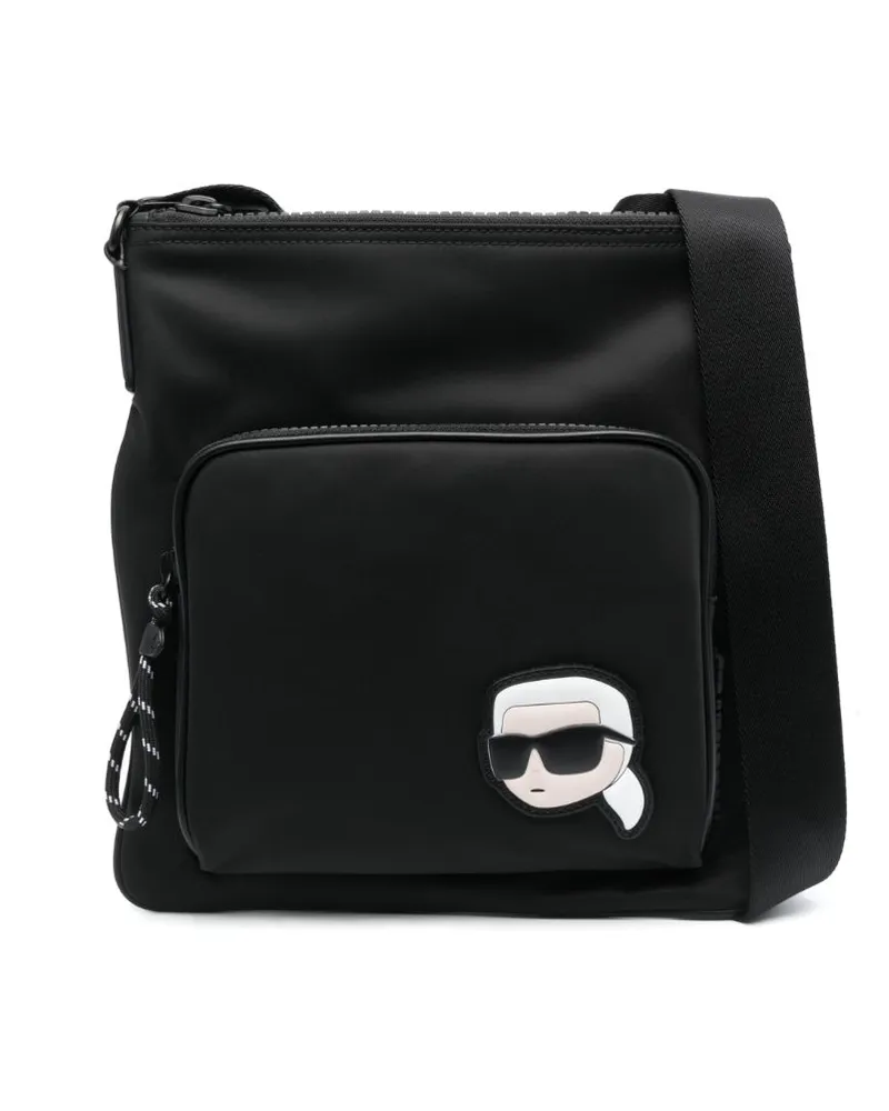 Karl Lagerfeld Ikon Umhängetasche mit Logo-Applikation - Schwarz Schwarz
