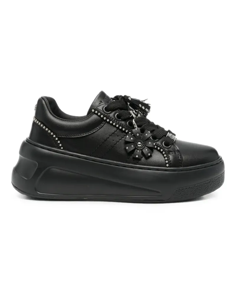 Cult Nirvana stud-embellished leather sneakers - Schwarz Schwarz
