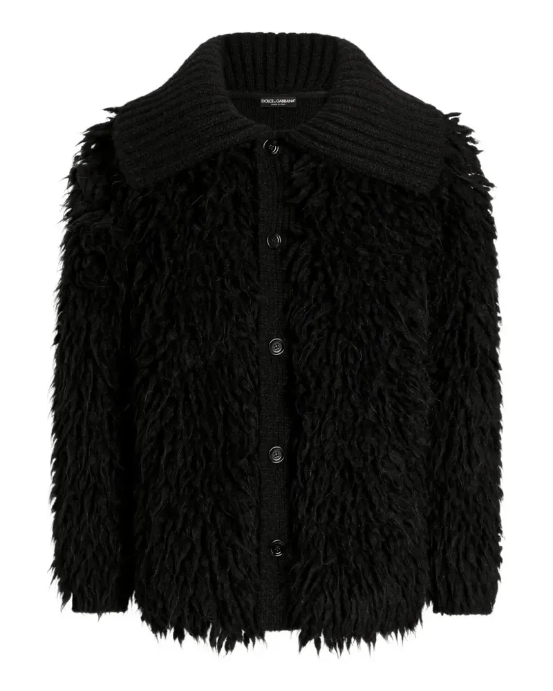 Dolce & Gabbana Cardigan in Pelzoptik - Schwarz Schwarz