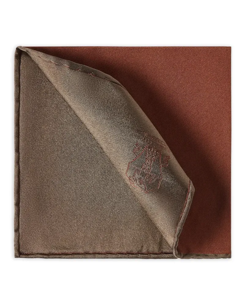 Brunello Cucinelli Einstecktuch aus Seide mit Logo-Print - Braun Braun