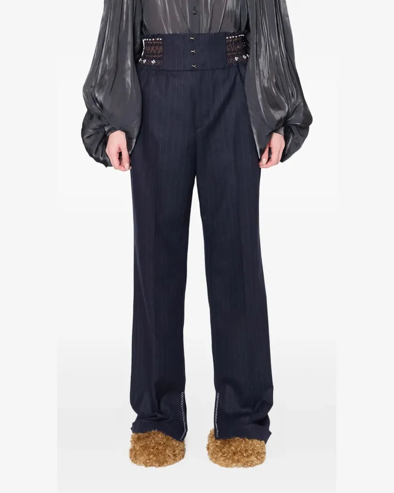 kolor Perlenverzierte Hose mit Nadelstreifen - Blau Blau