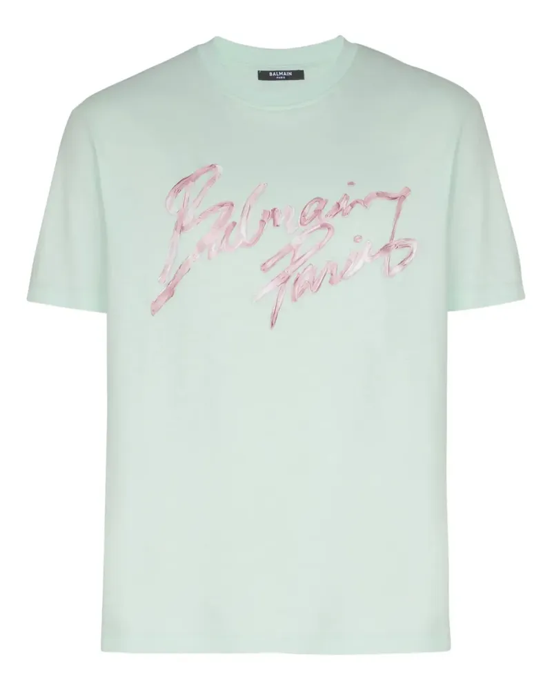 Balmain T-Shirt mit Print - Grün Grün