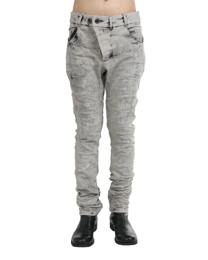 Boris Bidjan Saberi drop-crotch slim-cut trousers Grau