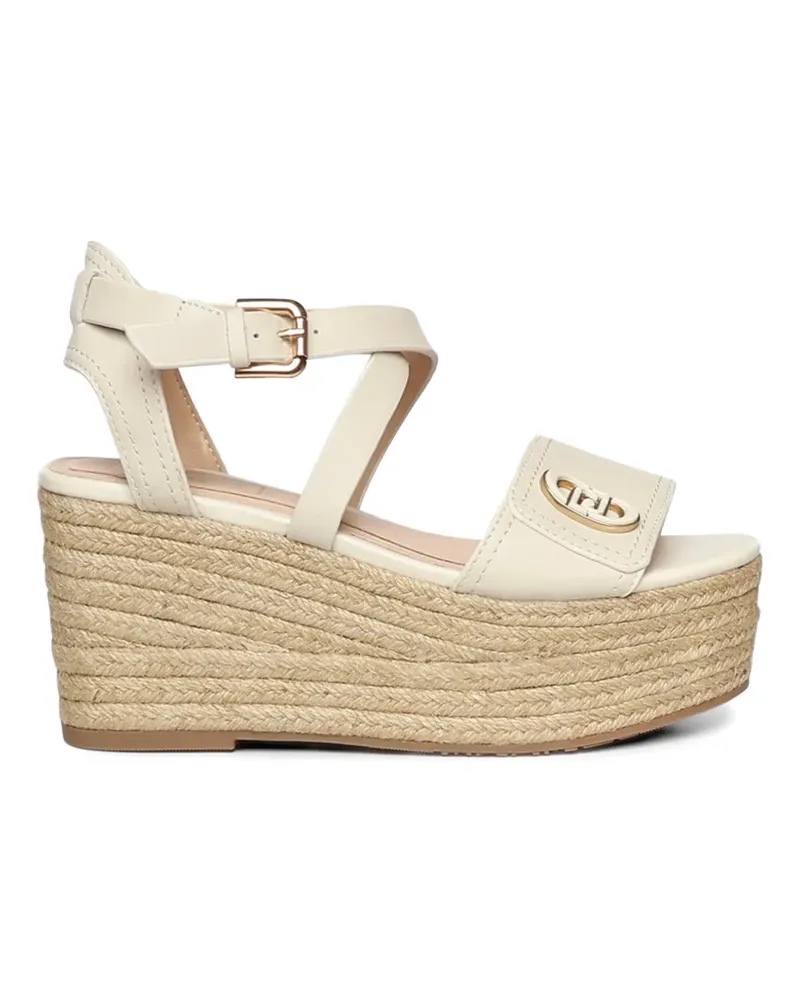 Liu Jo Zeppe Bali raffia-wedge leather heeled espadrilles - Weiß Weiß