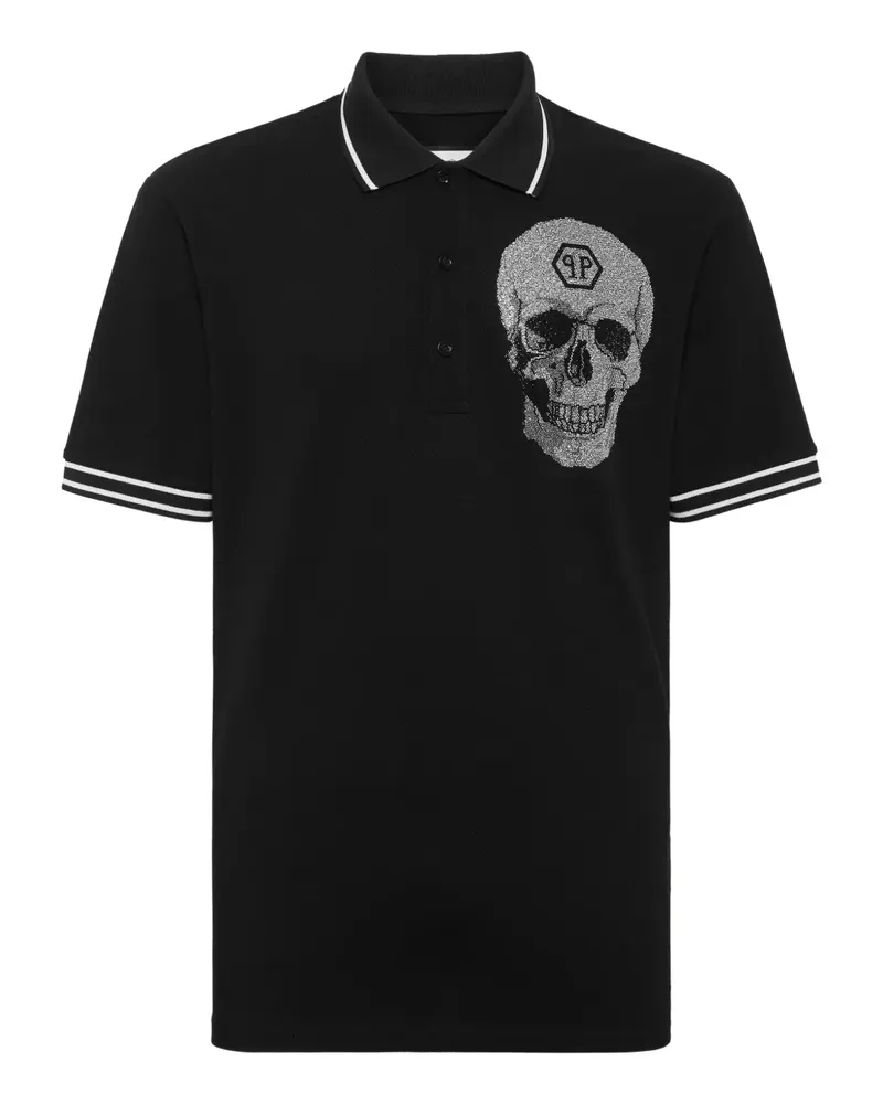 Philipp Plein Poloshirt mit Kristallen - Schwarz Schwarz