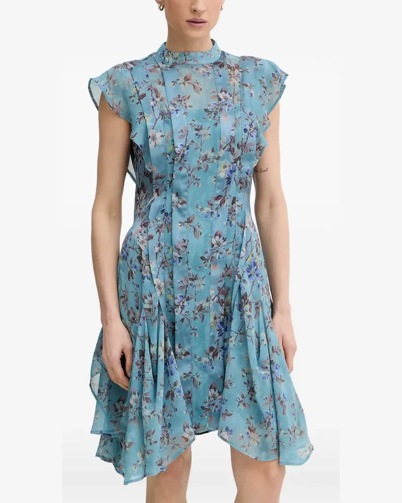 AllSaints Geblümtes Kleid mit Rüschen - Blau Blau