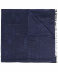 Emporio Armani Gestrickter Schal mit Fransen Blau