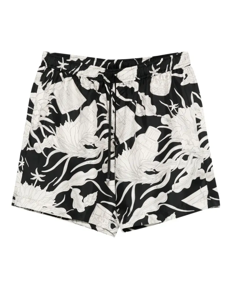 Amiri Shorts mit Blumen-Print - Schwarz Schwarz