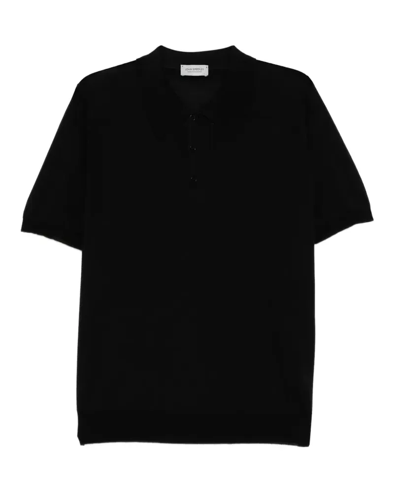 John Smedley Elvins Poloshirt mit Streifen - Schwarz Schwarz