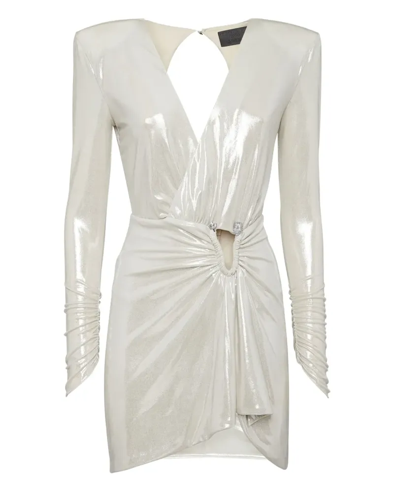 Philipp Plein skull-detail draped mini dress - Grau Grau