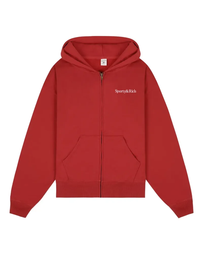 SPORTY & RICH Kapuzenjacke mit Logo-Stickerei - Rot Rot
