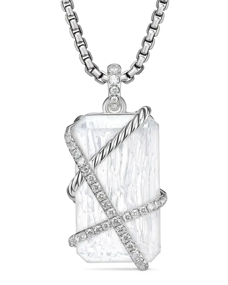 David Yurman Cable Wrap Sterlingsilber-Amulett mit Diamant 45mm - Weiß Weiß