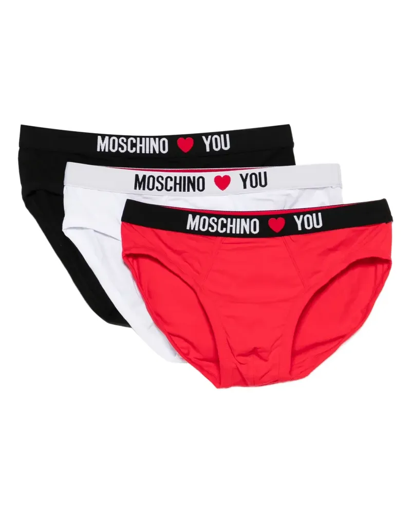 Moschino Set aus drei Slips mit Logo-Bund - Rot Rot