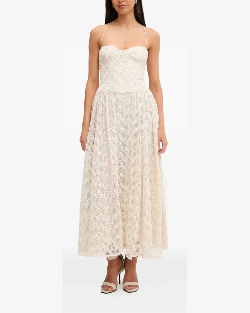 Bardot Estie Maxikleid mit Spitzen-Overlay und Spaghettiträgern - Nude Nude